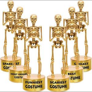 6 Halloween Best Costume Skeleton Trophy, Halloween Skull Party Favor Prizes
